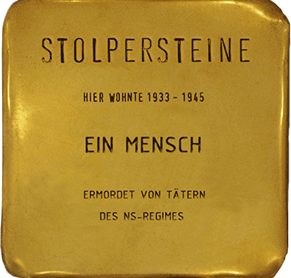 Symbolbild Stolperstein als Zeichnung mit Text